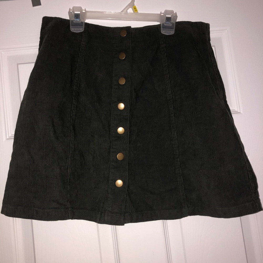 Green Corduroy Miniskirt
